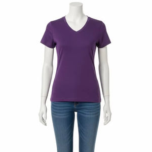 Camisetas de Poliéster con Cuello en V para Mujer, Ligeras, Transpirables, de Manga Corta, Informales, para Uso Diario, Venta al por Mayor, OEM, Exportación - Product Image 1