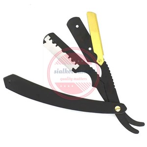 Maquinilla de afeitar de peluquero plegable de borde recto personalizada de alta calidad, maquinilla de afeitar de seguridad de salón para profesionales - Product Image 6
