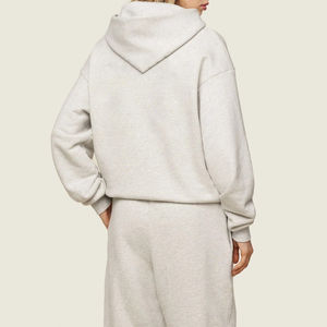 ชุดวอร์ม2ชิ้นทรงหลวมสำหรับผู้หญิงชุดวอร์มผ้าฝ้าย100% แบบกำหนดเอง300GSM เสื้อสวมหัวสีเทามีฮู้ดคอปกสำหรับฤดูหนาว - Product Image 6