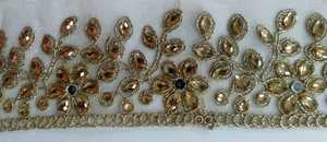 Rubans et lacets en organza 100% coton, brodés à la machine, écologiques, sur mesure, divers motifs pour robes de mariée, avec paillettes - Product Image 5