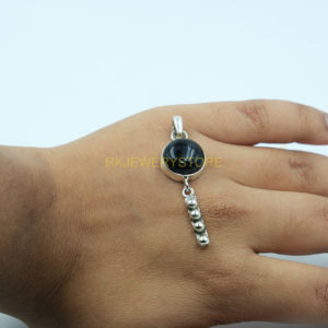 Colgante de Piedra Preciosa de Ónice Negro Natural, Cabujón Redondo, Plata de Ley 925, Colgante con Cuentas, Joyería para Regalo de Aniversario para Mujer - Product Image 6