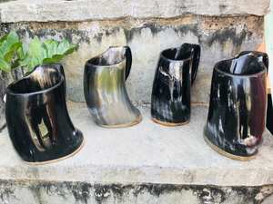 Taza de cuerno hecha a mano única, vajilla ecológica rústica natural, taza elegante duradera, perfecta para café, té, whisky, hogar - Product Image 5