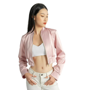 Nouveau blouson d'aviateur en satin à manches longues pour femmes de style respirant OEM/blouson d'aviateur en satin avec logo personnalisé vêtements pour femmes 2024 - Product Image 1