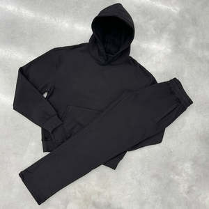 2025 nueva venta al por mayor de invierno de los hombres ligeros de algodón sólido con capucha de 2 piezas conjunto de chándal pantalones de chándal y Sudadera con capucha personalizable - Product Image 5