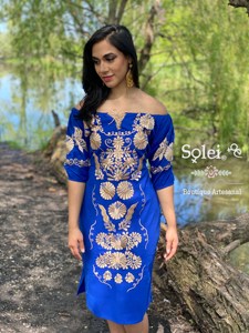 Nouvelle et meilleure qualité Logo personnalisé manches Blouson coupe régulière Mini robe Style unique chaud mexicain brodé plage robe courte - Product Image 4