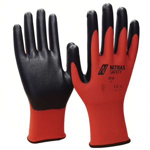 Gants en mousse de nitrile taille 9 rouge/noir en nylon avec mousse de nitrile EN 388 PPE Catégorie II NITRAS - Paquet de 12 - Product Image 3