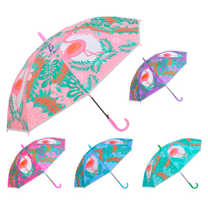 Ombrello Impermeabile con Design Tropicale, Protezione UV, 8 Stecche, Stile Pieghevole Inverso, Controllo Semi-Automatico, in Poliestere per Viaggi - Product Image 1