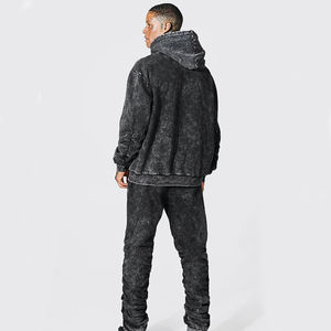 Conjunto de Sudadera con Capucha y Pantalones Deportivos Holgados con Estampado de Diamantes de Imitación y Lavado Ácido, Transpirable, para Hombre - Product Image 6