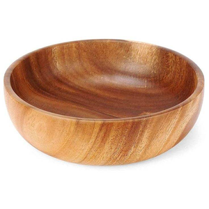 Bol de service en bois au design classique avec finition polie brillante, écologique, personnalisable pour les fêtes et le camping - Product Image 5
