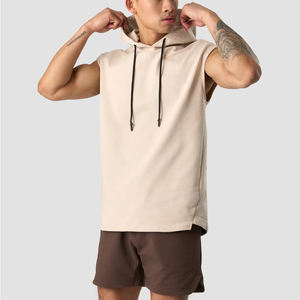Alta calidad moda hombres sin mangas sudaderas con capucha superventas músculo Fitness ligero sin mangas Sudadera con capucha para hombres - Product Image 2