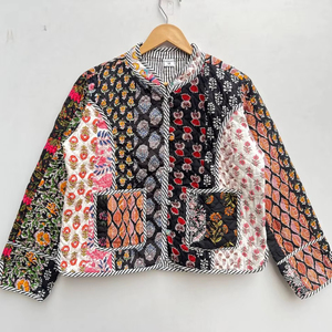 เสื้อโค้ทผ้าปะต่อสำหรับผู้หญิงสไตล์โบฮีเมียนเสื้อโค้ทลำลองแบบปะต่อสำหรับผู้หญิงอินเดียใส่ได้ทุกฤดู - Product Image 1