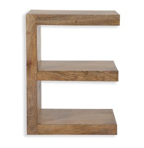 E Shape Mango and Acacia Wood <b>Storage</b> Organizer Display <b>Shelf</b> Rack Adjustable Wood Desktop Bookshelf - Product Image 1