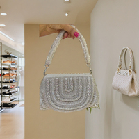Sac à bandoulière pour demoiselles d'honneur, noir et or, orné de perles, sac à main de créateur avec travail miroir, pompons, design unique, occasions spéciales
