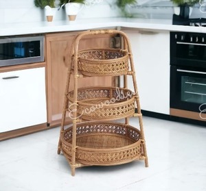 ชามใส่เครื่องจักสานสานสำหรับตกแต่งเคาน์เตอร์บ้านถาดใส่เครื่องเทศและผลไม้ทรงกลม3ชั้นทำด้วยมือประกอบง่าย - Product Image 4