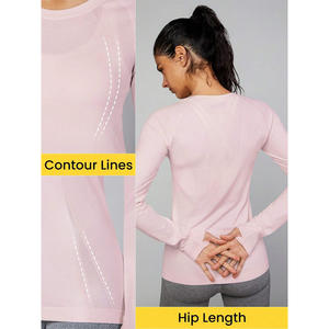 Vente en gros de haut de compression à manches longues pour femmes avec logo personnalisé Tissu doux et respirant pour le fitness, la course à pied, la salle de sport Imprimé et lavé - Product Image 2