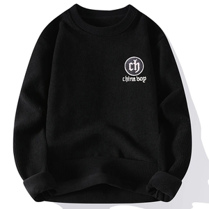 Sweat-shirt ras du cou personnalisé 100% coton hommes surdimensionné épaules tombantes streetwear pull côtelé ras du cou pour hommes - Product Image 1