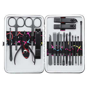Ensemble de manucure en acier inoxydable noir personnalisé de 18 pièces coupe-ongles ciseaux oreille cuillère outils de pédicure ensemble de manucure pour nourrissons vente en gros - Product Image 6