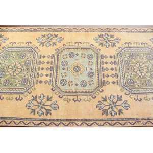 Alfombra vintage de 2.9x10.3 pies, alfombra turca, alfombra con motivos de plantas y árboles azules - Product Image 4