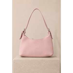 Powder Pink PU Soft <b>Leather</b> Look Hand and Shoulder Bag - Product Image 1