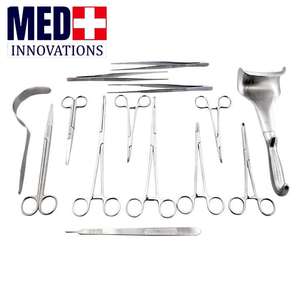 Manual de acero C-Sección Cesárea Instrumentos de ginecología Juego de 21 piezas con caja - Product Image 3