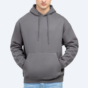 Sudadera con capucha lisa de peso pesado de mezcla de algodón para hombre, jersey de forro polar básico personalizado de fabricante OEM - Product Image 3