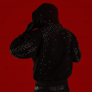 Fabricants de sweats à capuche personnalisés 520 Gsm, poids lourd, streetwear, 100% coton, coupe courte, surdimensionné, pull à strass, hiver, unisexe - Product Image 4