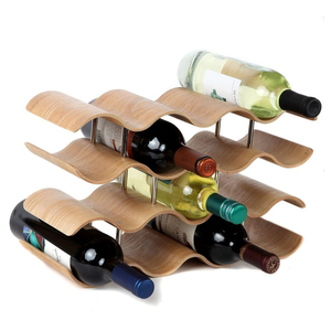 Venta directa de fábrica Estante de madera para botellas de vino Diseño simple Soporte de pared Soporte montado Estante para vino - Product Image 6