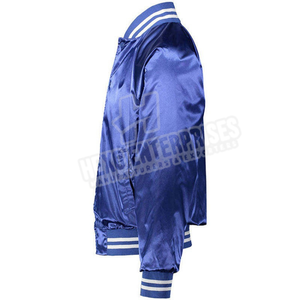 Nueva llegada de calidad personalizada de satén azul mangas Versity chaqueta de alta calidad de color de los hombres usan Versity chaqueta - Product Image 3