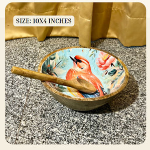 ชามไม้สำหรับสลัดที่ทำด้วยมือทนทานเครื่องครัวงานฝีมือแบบอินเดียและของสะสมอาหารงานหัตถกรรมอินน์ออกแบบเป็นวงกลม - Product Image 1