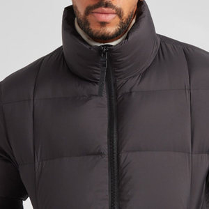 Veste matelassée pour homme avec fermeture éclair, logo personnalisé, idéale pour l'hiver, couleur unie / prix de gros, col montant - Product Image 2