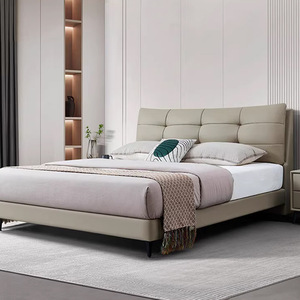 Cadre <span class=keywords><strong>de</strong></span> <span class=keywords><strong>lit</strong></span> King Size en cuir pleine fleur italien minimaliste, rembourré et doux, avec tête <span class=keywords><strong>de</strong></span> <span class=keywords><strong>lit</strong></span>, vente en gros directe usine - Product Image 4