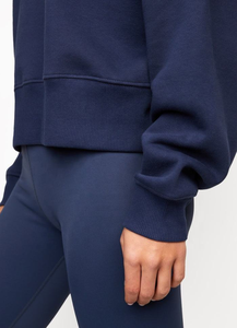 100% algodón azul marino liso en blanco al por mayor personalizado de gran tamaño de las mujeres Sudadera con capucha de cuello redondo - Product Image 4