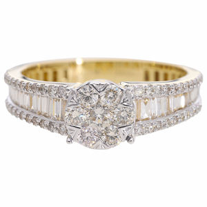 แหวนทอง14K ประดับเพชรธรรมชาติทรงง่ามและมีการตั้งค่าช่องบาแกตต์เพื่อความแวววาวอย่างสง่างาม - Product Image 3