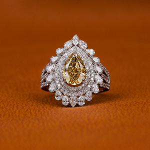 18K <b>Solid</b> Gold Yellow Pear Cut Lab Grown Diamond Double Halo Engagement Ring IGI Certified Diamond Engagement Gift Ring - Product Image 2