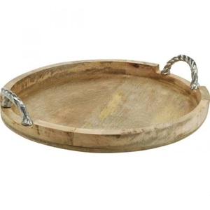 Nouveauté plateau de service en bois rond fini en résine pour décoration de table de fête de mariage utilisation pour la restauration - Product Image 3