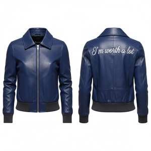 Chaqueta Bomber de Invierno Impermeable para Mujer, Estilo Retro, Color Azul Marino Vintage, Chaqueta de Motociclista con Relleno de Algodón - Product Image 1