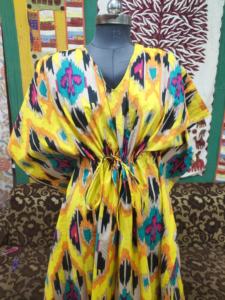 Pur coton longue robe caftan indien Ikat imprimé maillots de bain Bikini couvrir Floral vêtements d'été vêtements de fête pour les femmes - Product Image 5