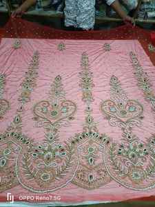 Meilleur prix 100% Polyester tissu perlé de luxe avec Zircon fait à la main fournisseur indien vêtements faisant tissé et motif de maille - Product Image 3