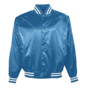 Veste bomber universitaire en satin de soie à manches raglan personnalisées avec logo brodé pour homme - Product Image 3