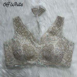Blouse de soirée élégante entièrement brodée avec de magnifiques travaux faits à la main, richement ornée et entièrement cousue - Product Image 2