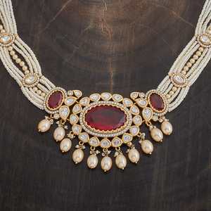 Kundan Necklace 174046 Elegant <b>Wedding</b> <b>Accessory</b> - Product Image 3