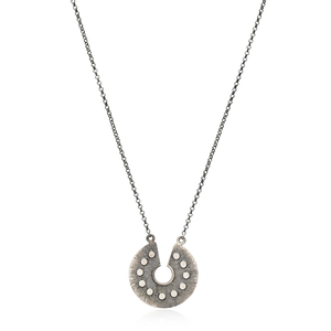 Collar con Colgante Geométrico Oxidado Vintage, Moderno, para Compromiso o Boda, Plata de Ley, Hecho a Mano en Turquía, para Mujer - Product Image 1