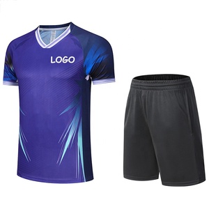 Maillot de sport professionnel bleu pour femmes et hommes, personnalisable, à séchage rapide, pour le tennis de table, le badminton, le volleyball, la course à pied, pas cher, pour enfants - Product Image 1