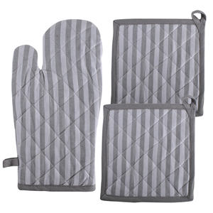 100% Cotton <b>Oven</b> Mitts with Silicone Strip Green Pot Holders for Cooking Microwave Baking Home Food Protection for Restaurants - Product Image 3