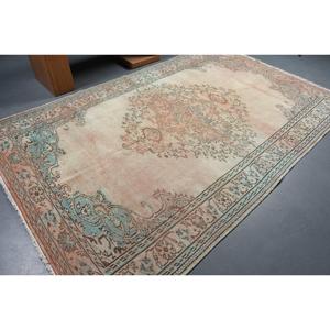 Tapis turc vintage, tapis de 6,1 x 9,6 pieds, tapis persan en laine marron bleu - Product Image 2