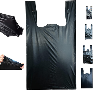 Venta al por mayor de bolsas negras desechables bolsas de plástico resistentes para camisetas con diseño grueso embalaje duradero embalaje de alimentos - Product Image 3