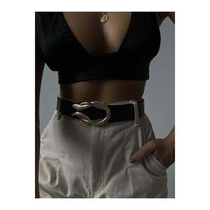 Ceinture pour femme avec boucle serpent dorée, ceinture pour pantalon, ceinture pour veste, ceinture pour robe, ceinture pour chemise - NOIR - Product Image 2