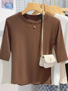 Camiseta de manga corta para mujer, ropa transpirable para mujer, Camisetas básicas ajustadas de verano, camisetas de algodón 2025, camisetas informales con cuello redondo para mujer - Product Image 5