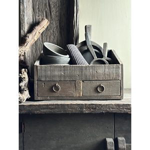 Gruttersbak Driftwood Met 2 Lades Multifunction Table <b>Storage</b> Organizer with Vintage Finishing for Home Office Restaurant Hotel - Product Image 1