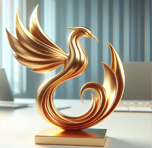 Trofeo Majestuoso de Águila Dorada con Alas Extendidas Detalladas. Icono disponible a precios de mayoreo. - Product Image 2